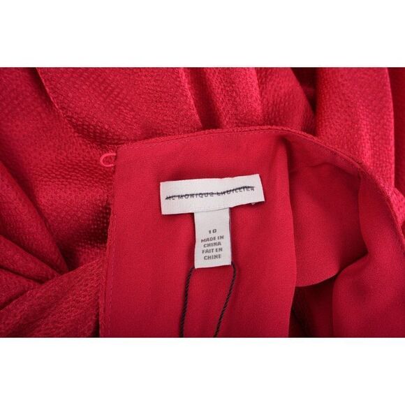 Ml Monique Lhuillier Womens Satin mini Dress Sz 10 Fuchsia Pink 3/4 Sleeve NWT - Picture 7 of 7